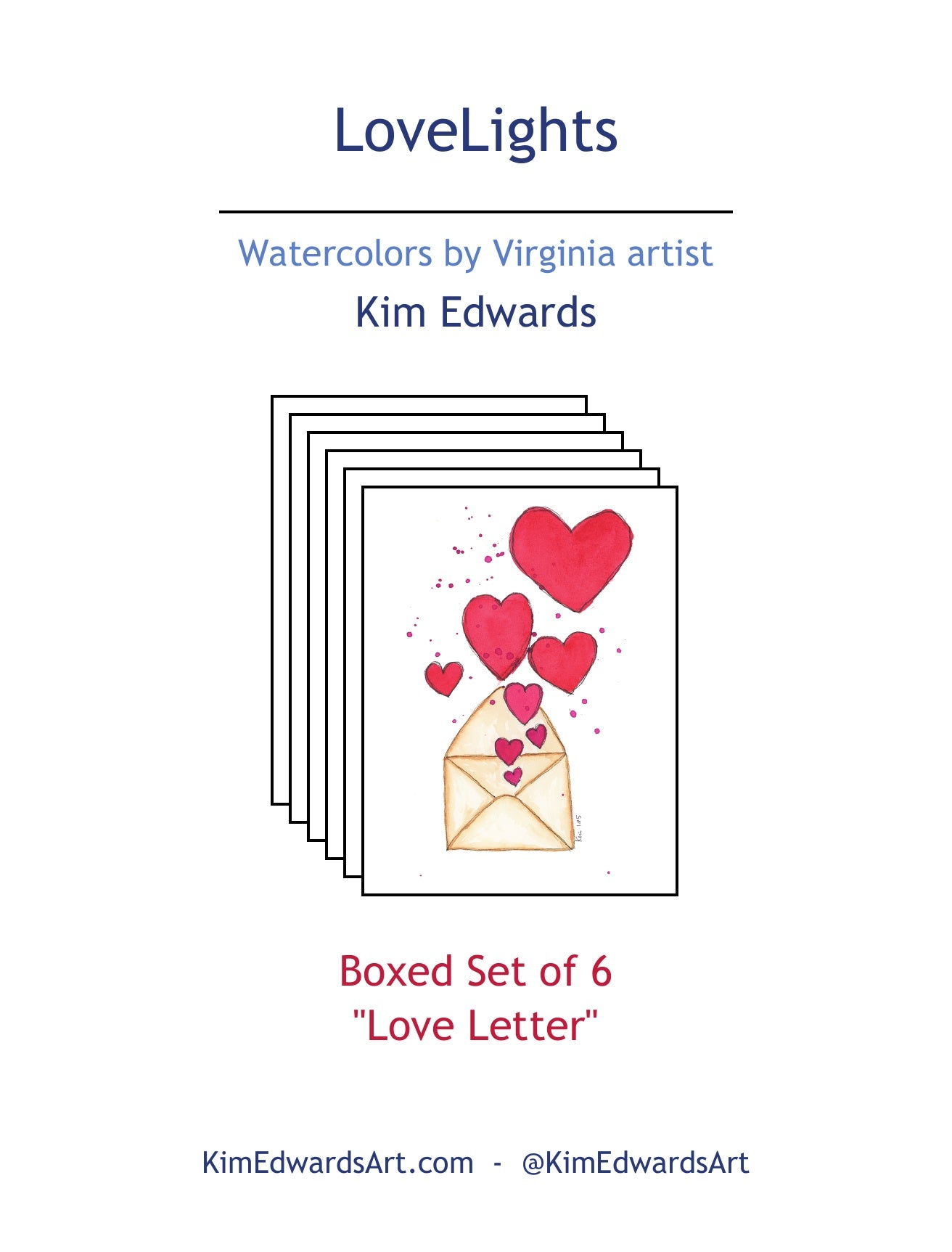 LLN-07 "Love Letter" Box of 6 Note Cards Image