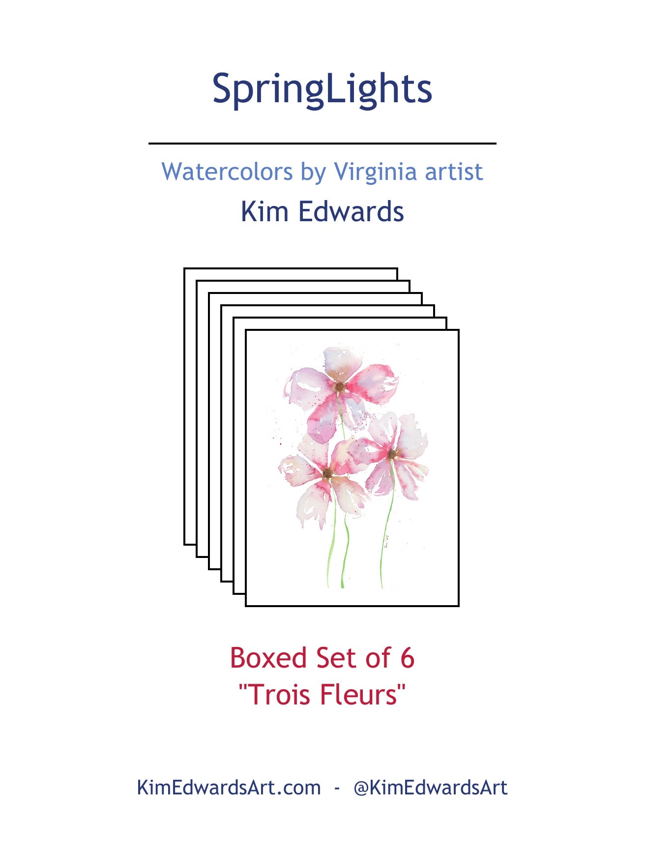 SLN-10 "Trois Fleurs" Box of 6 Note Cards Image