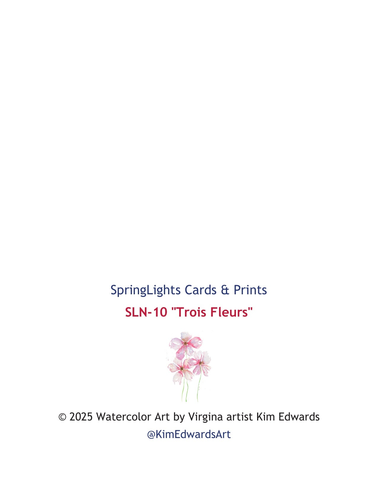 SLN-10 "Trois Fleurs" Note Card Back Image