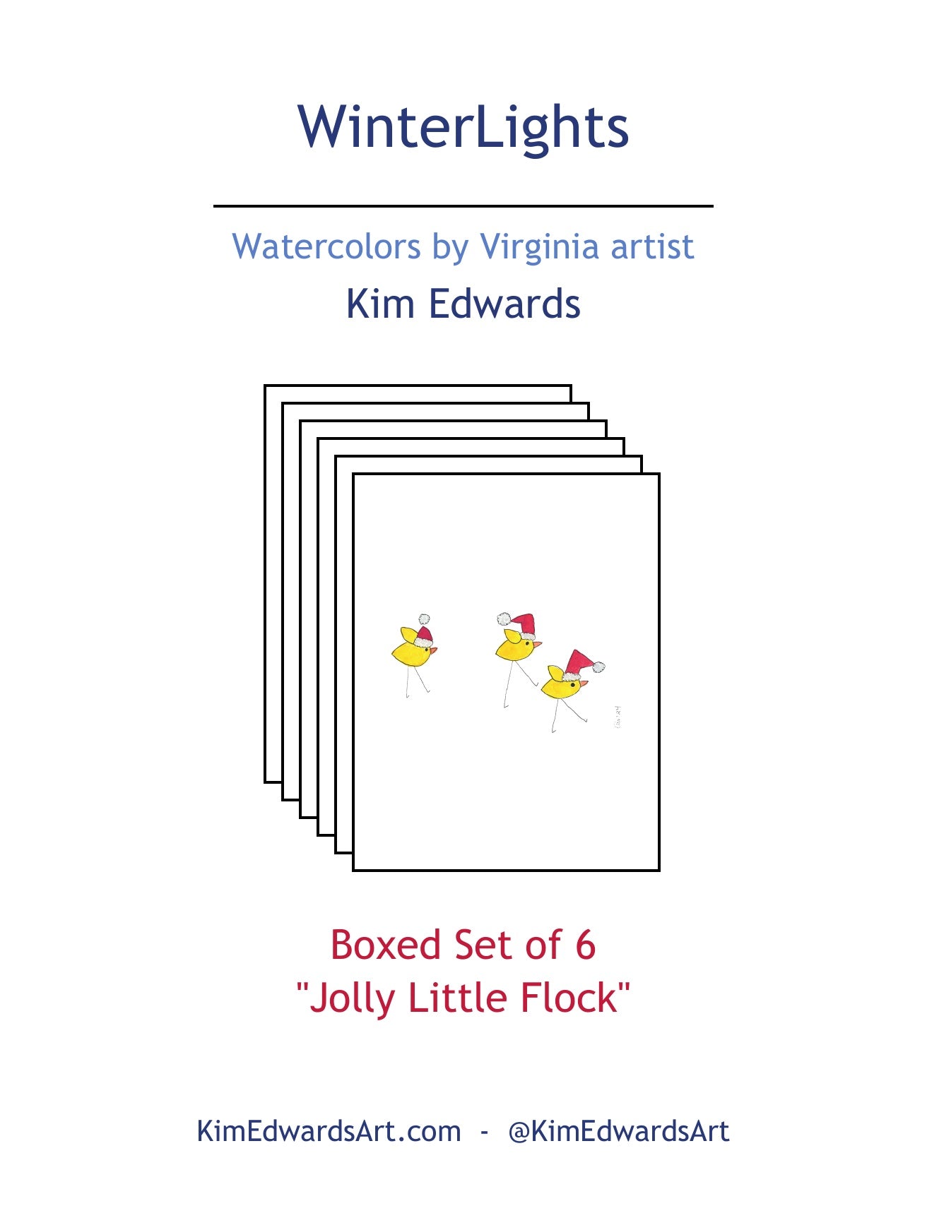 WLN-05 "Jolly Little Flock" Box of 6 Note Cards Image
