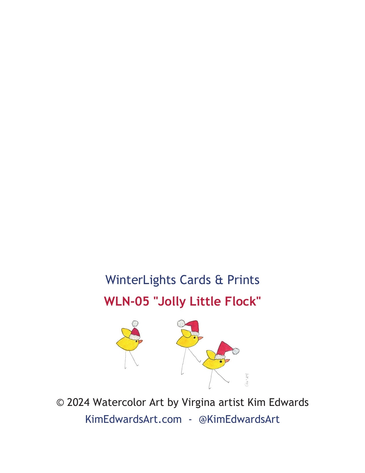 WLN-05 "Jolly Little Flock" Note Card Back Image