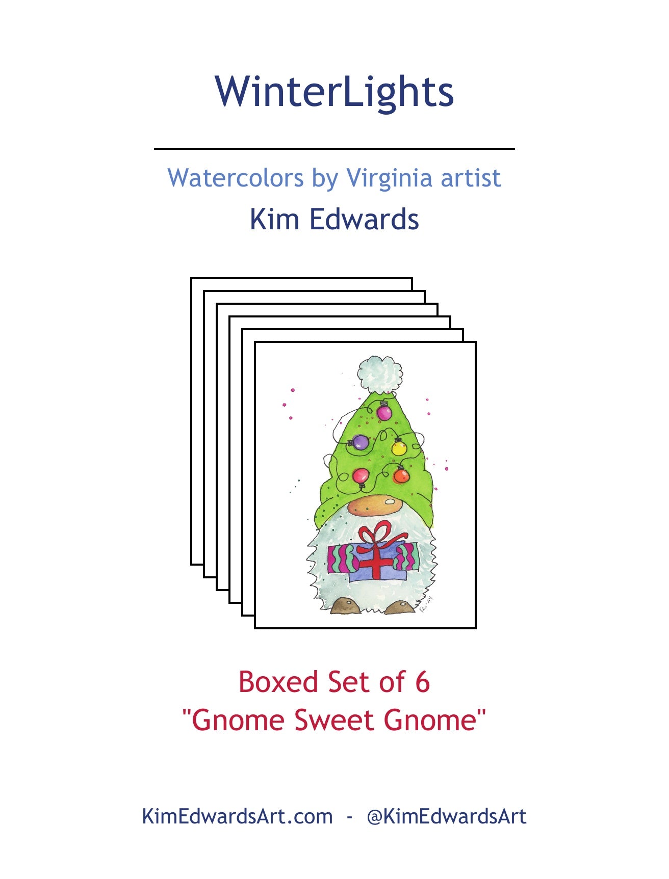 WLN-12 "Gnome Sweet Gnome" Box of 6 Note Cards Image