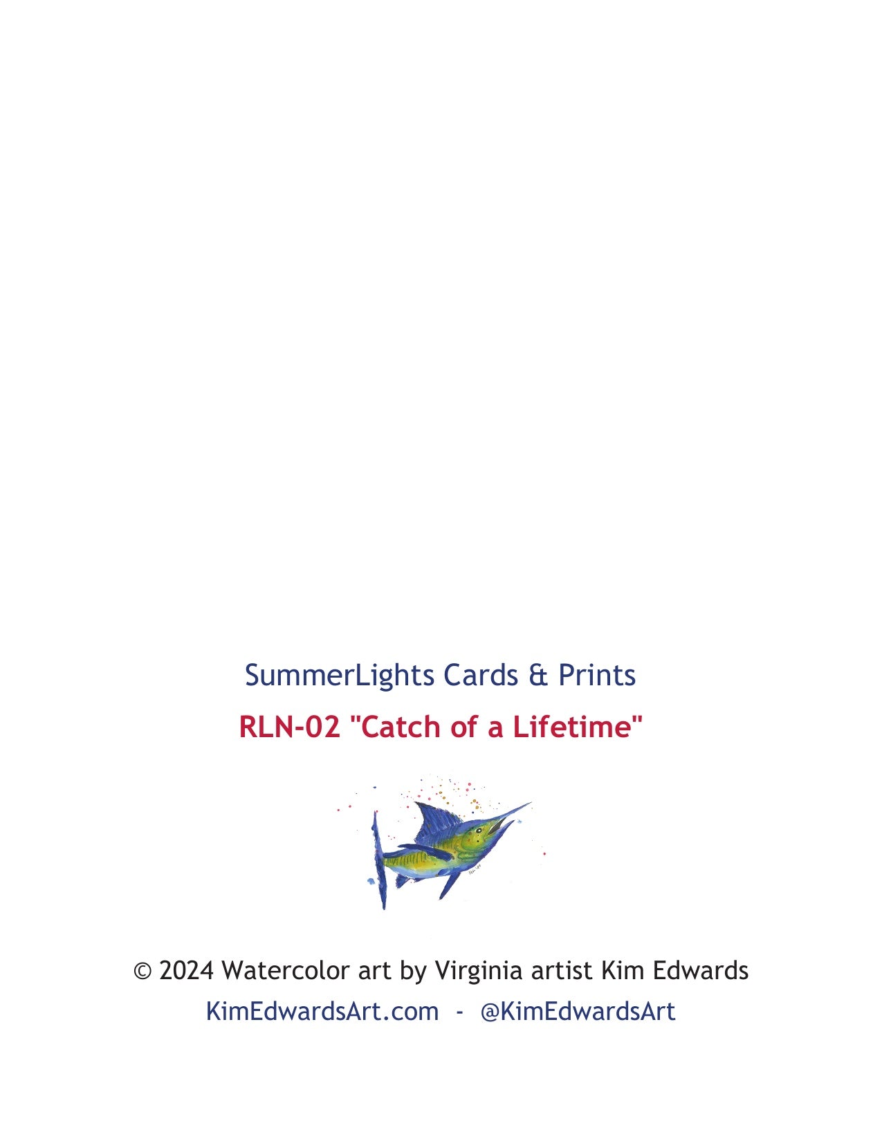 RLN-02 "Catch of a Lifetime" Note Card Back Image