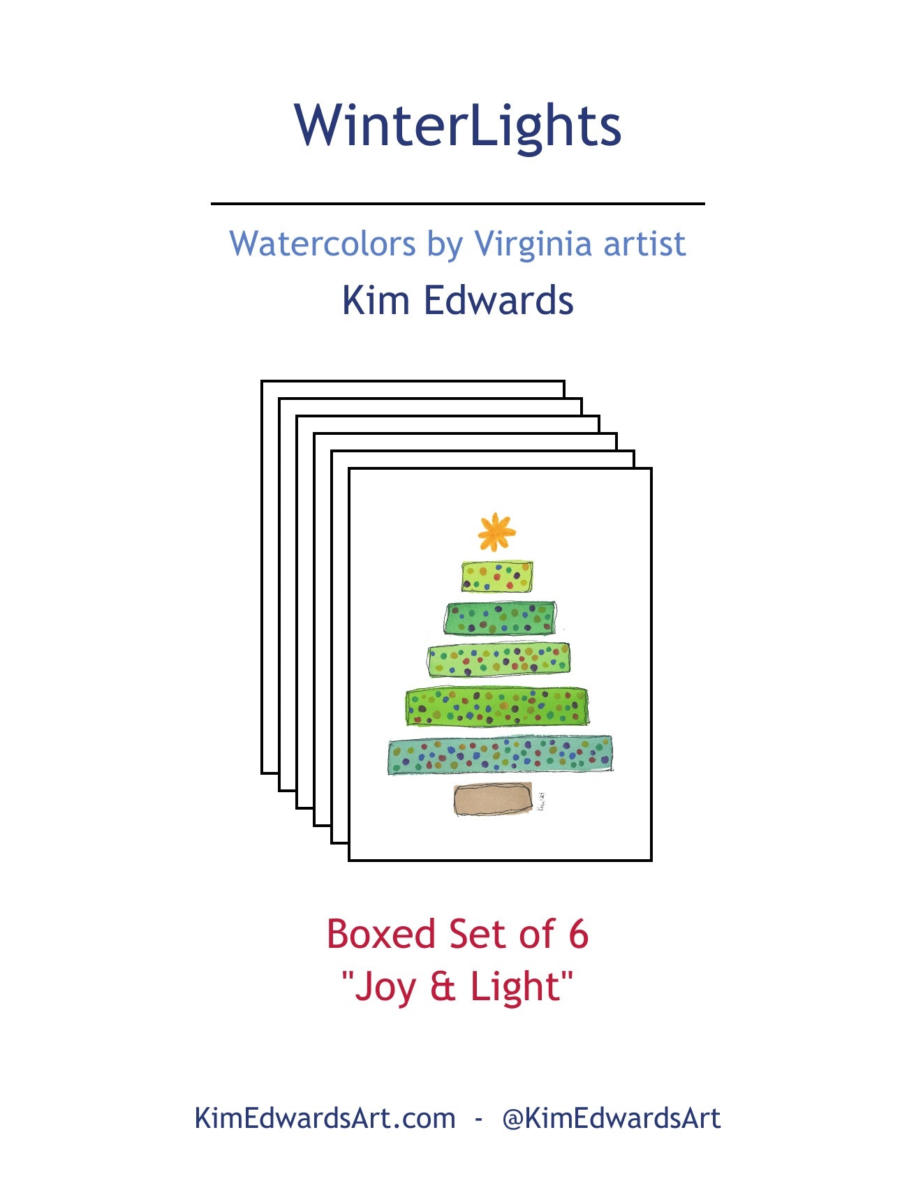 WLN-11 "Joy & Light" Box of 6 Note Cards Image