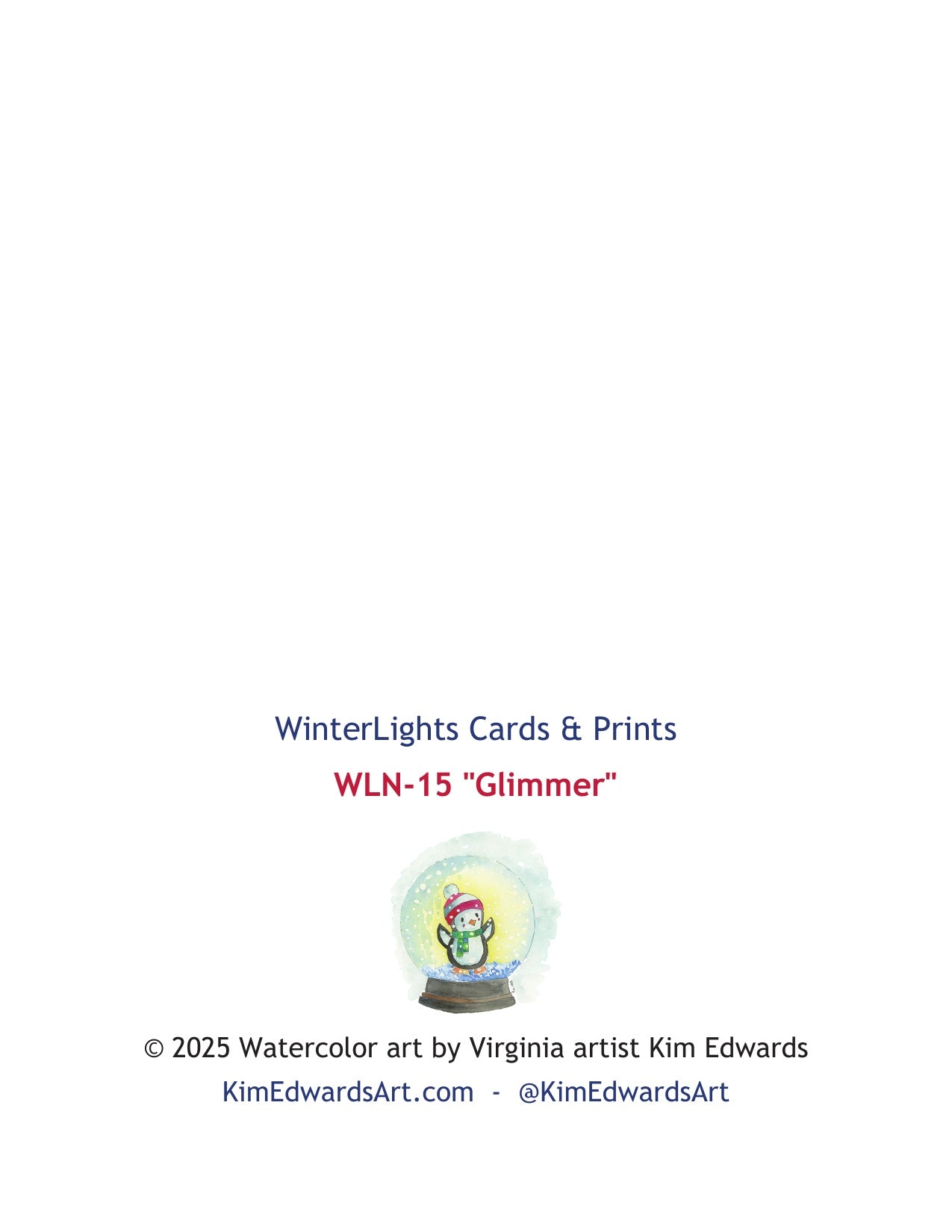 WLN-15 "Glimmer" Note Card Back Image